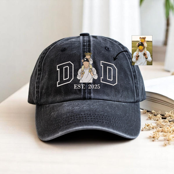 Personalized Custom Photo Embroidered Dad Hat, Picture Embroidery Cap, Gift for Dad Husband Boyfriend, Custom Portrait Hat Father’s Day Gift