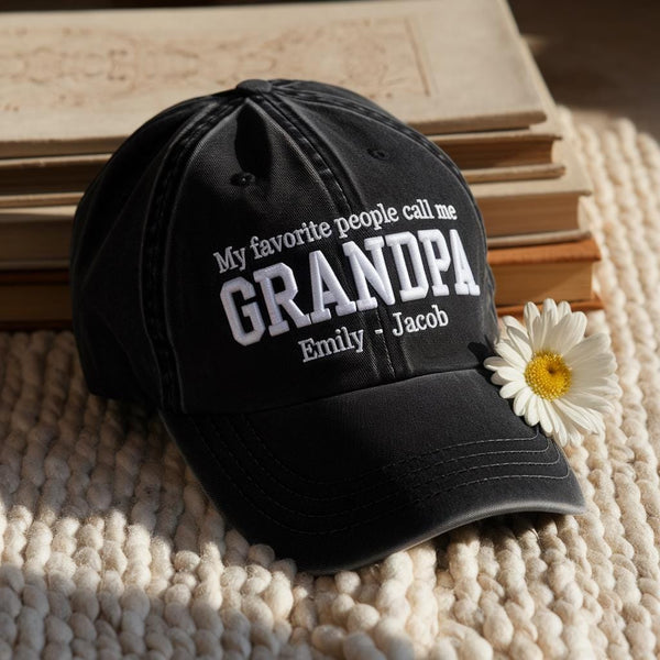 Embroidered Papa Hat, Personalized Grandpa Cap with Kids Names, Custom Dad Gift, My Favorite People Call Me Papa Hat
