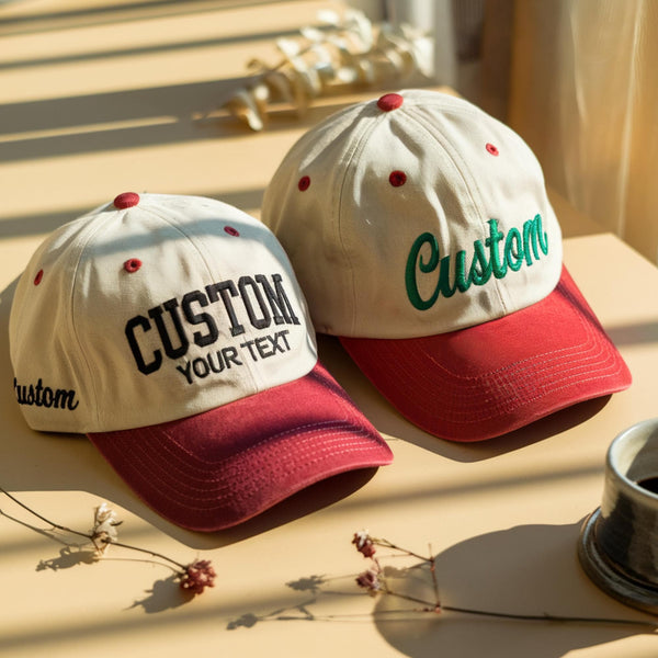 Personalized Custom Text Dad Hat, Two Tone Embroidered Baseball Cap, Custom Your Text Hat, Gift for Him Her, Birthday Bachelorette Gift