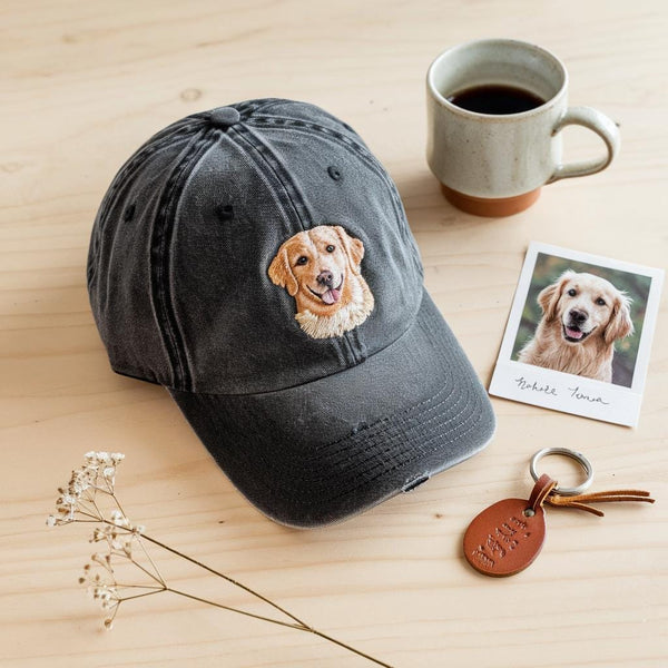 Custom Embroidered Pet Hat – Personalized Dog Portrait Hat – Gift for Pet Lovers