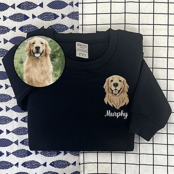 Custom Embroidered Pet Face Sweatshirt Hoodie and T-shirt
