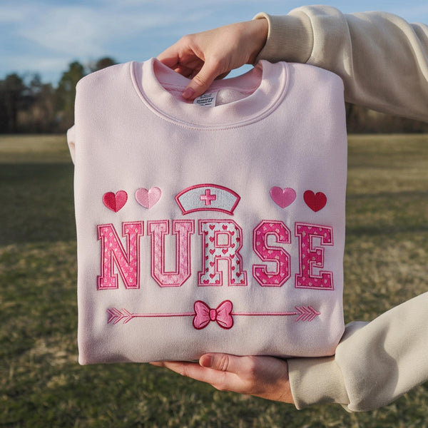 Embroidered Nurse Valentine Gift Sweatshirt, Nurse Valentine's Day Hoodie, Valentine Nurse Sweater, Valentine Nursing Sweater, Nicu Peds Gift