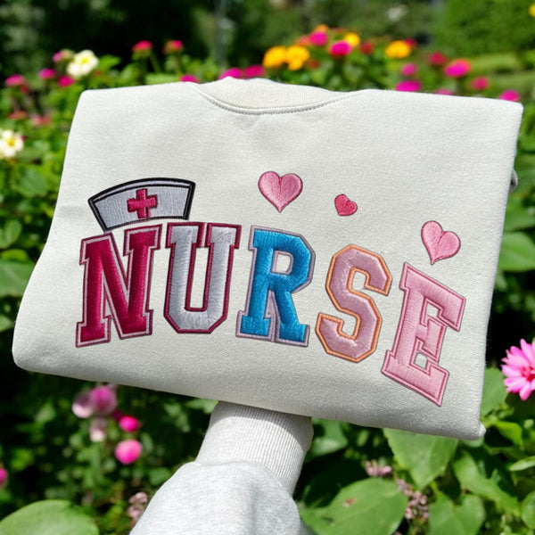 Nurse Valentine Embroidered Sweatshirt, Nurse Valentine's Day Hoodie, Valentine Nurse Sweaters, Valentine Nursing Sweater, Nicu Labor Gift
