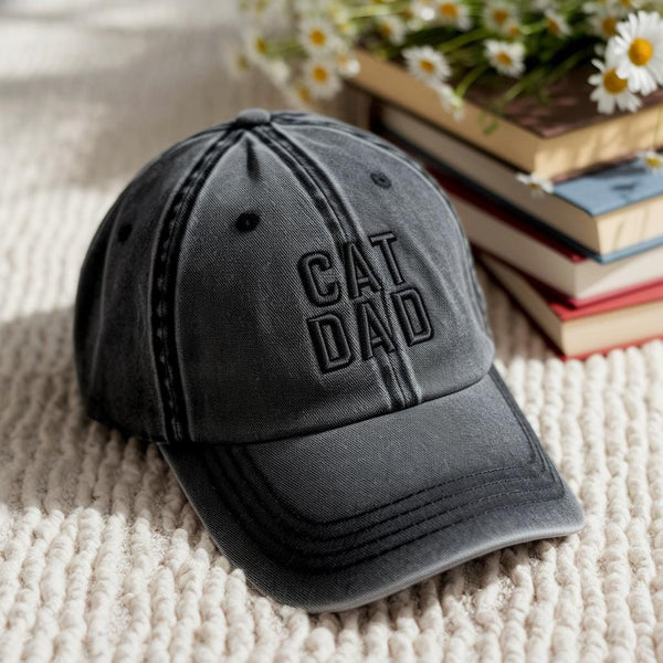 Embroidered Cat Dad Hat, Minimalist Cat Dad Cap, Gift for Cat Lover, Funny Cat Dad Hat, Cotton Baseball Cap, Father’s Day Gift