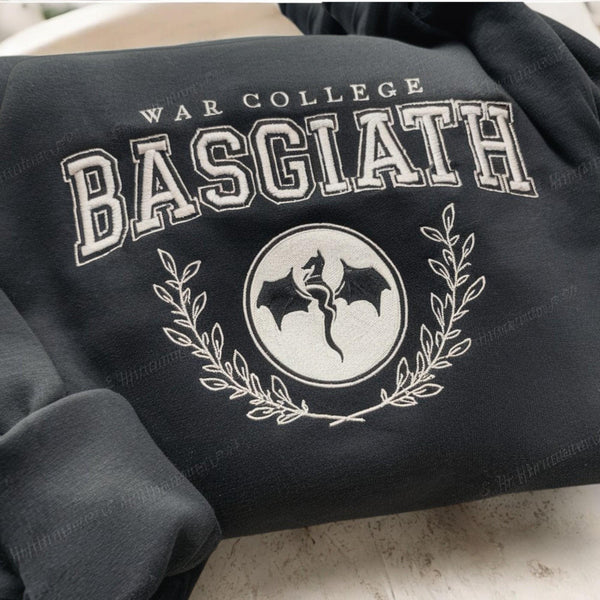 EMBROIDERED Basgiath War College Sweatshirt, Fourth Wing Shirt, Dragon Rider, Rebecca Yorros, Fourth Wing, Violet Sorrengail, Bookish Shirt
