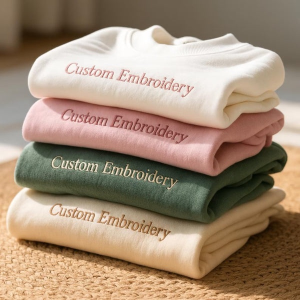 Custom Embroidered Sweatshirt Personalized Text & Name Embroidery Minimalist Cozy Crewneck Made Just for You