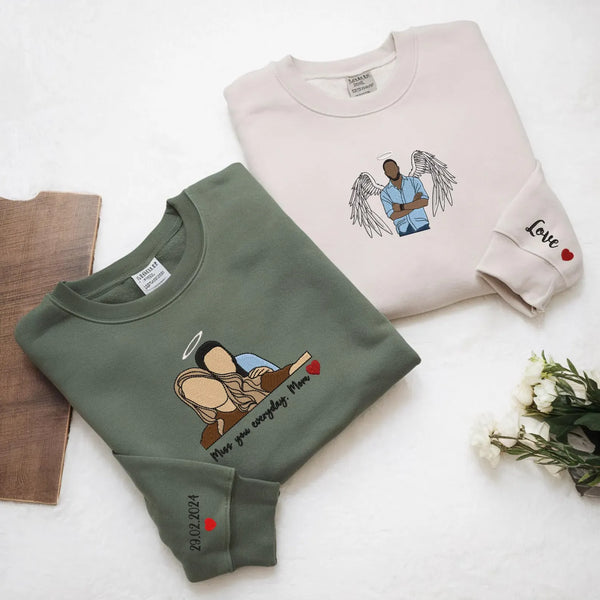 Memorial Angel Embroidered Sweatshirt – Always With Us 🤍